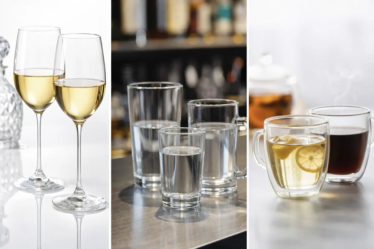Comparison of crystal, soda-lime, and borosilicate glass drinkware for different beverage uses
