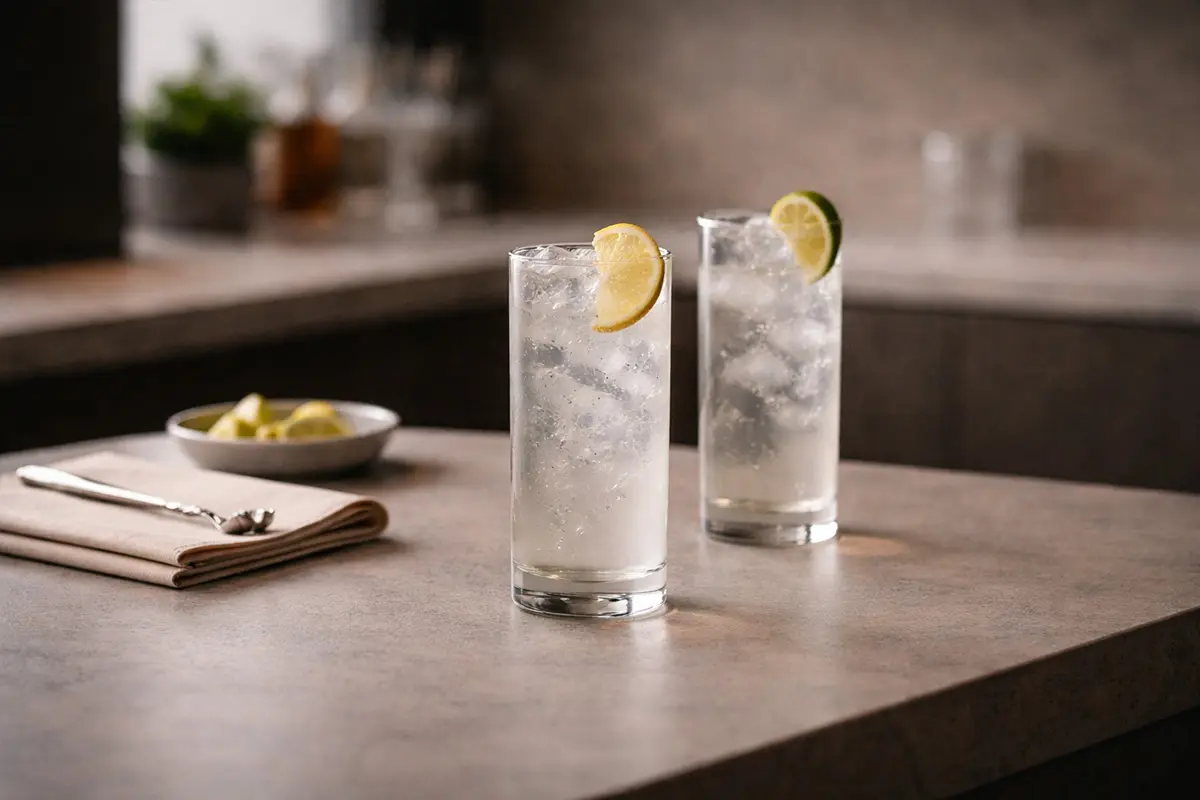 Highball and Collins glasses for iced drinks, soda, and long drink service