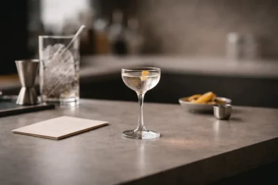 Nick and Nora glass for refined craft cocktail presentation in bar service