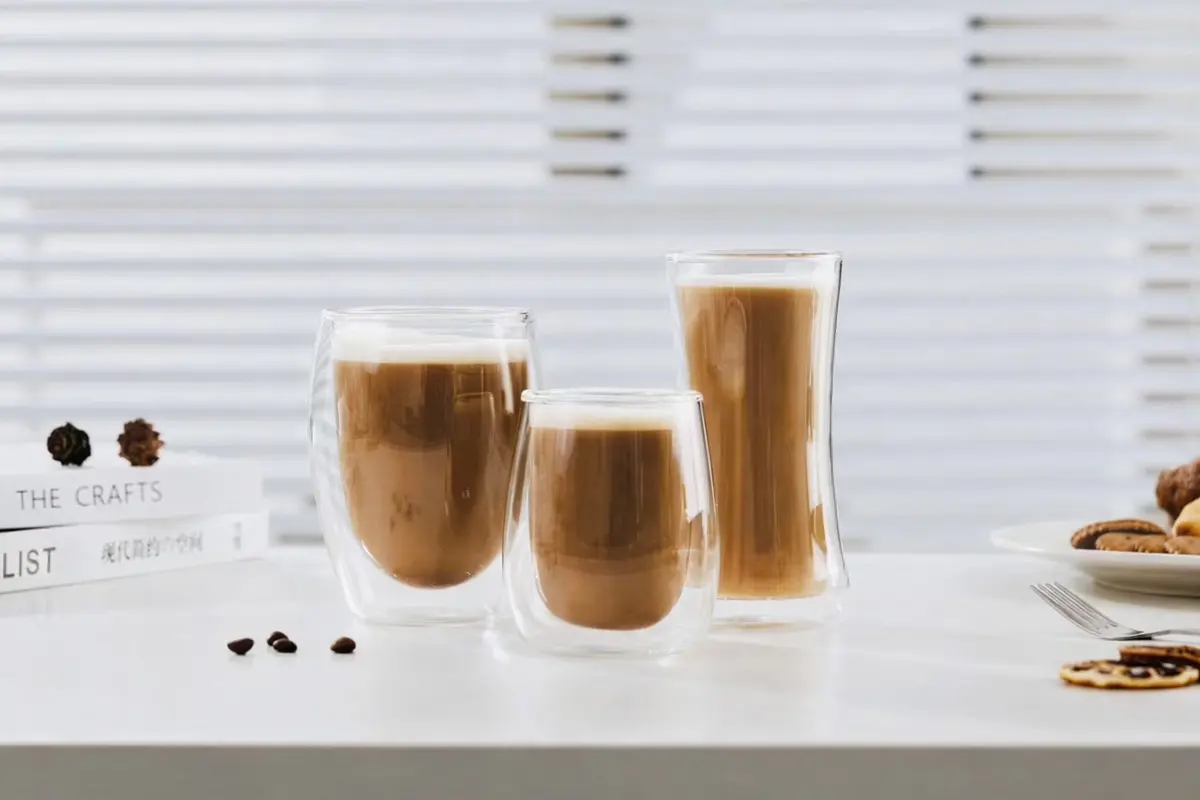 Double wall glasses for coffee, tea, and insulated drink presentation