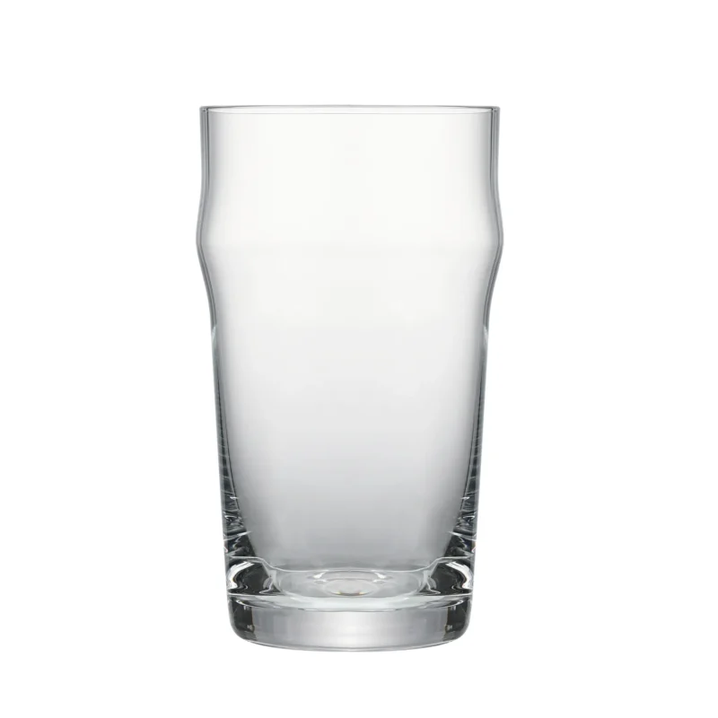 English pint beer glass 570 ml on white background.