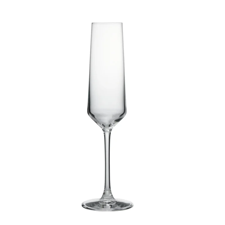 champagne flute glass 210 ml on white background