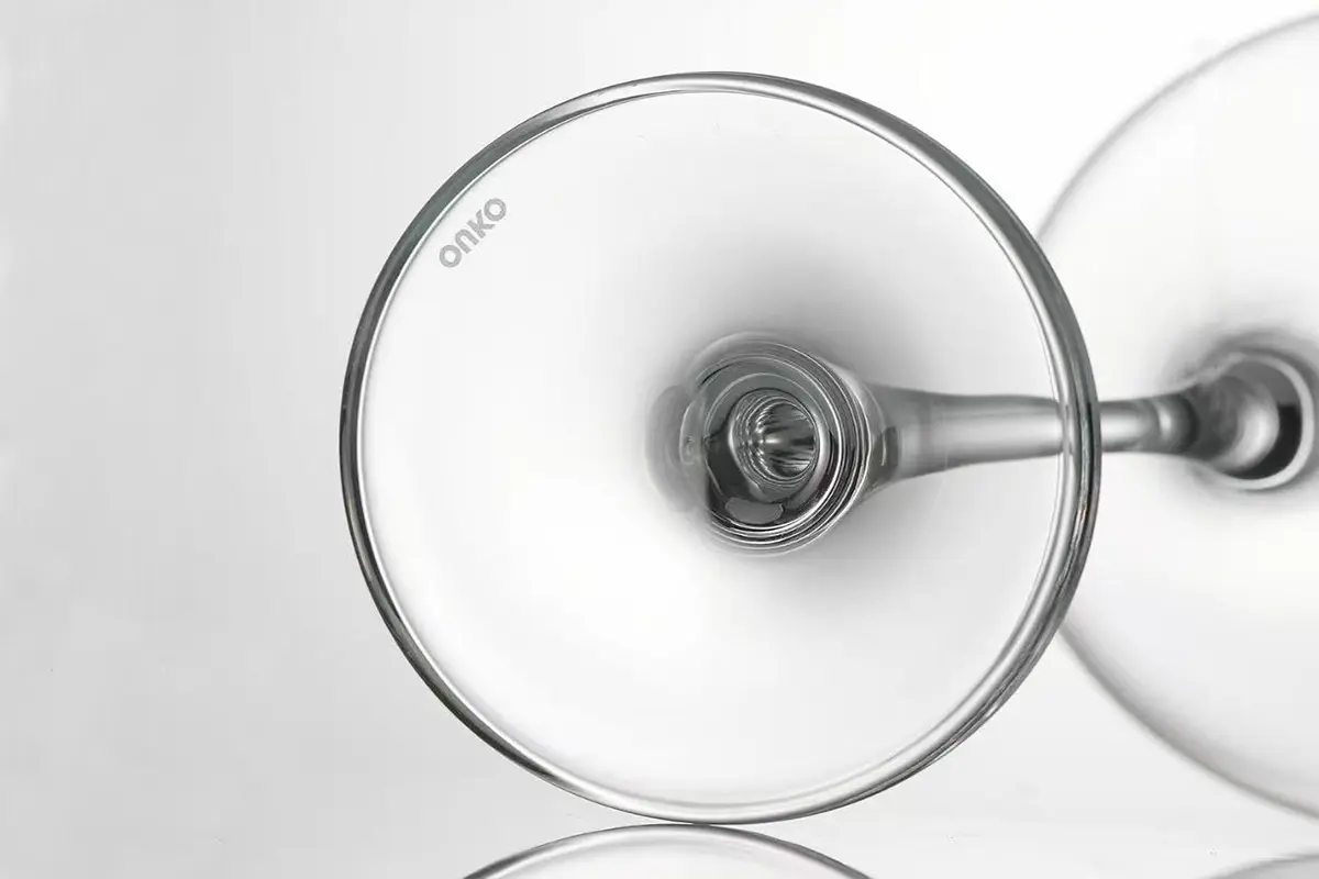 Custom glassware with printed logo on the stem for branded glassware projects