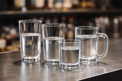 Soda-lime glass material used for everyday commercial drinkware