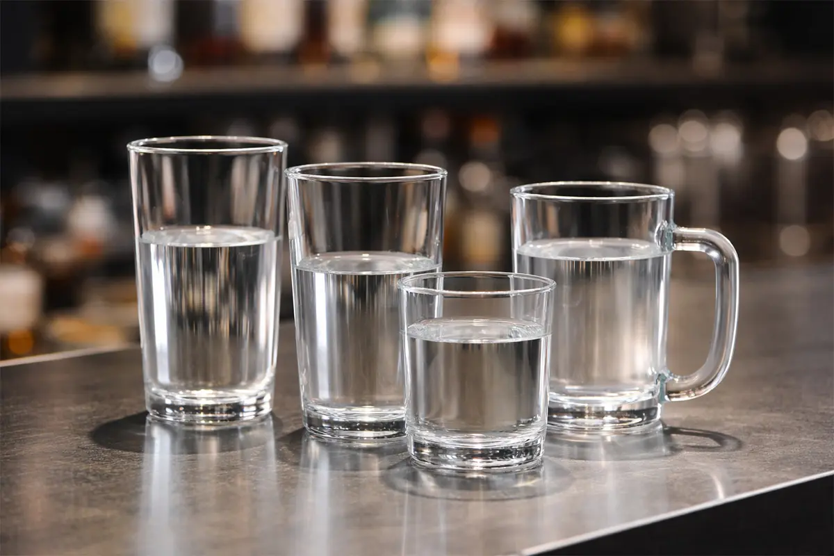 Soda-lime glass material used for everyday commercial drinkware