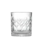 Patterned whiskey glass 300 ml on white background.