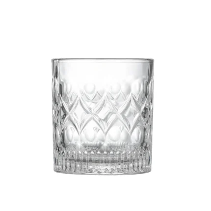 Patterned whiskey glass 300 ml on white background.