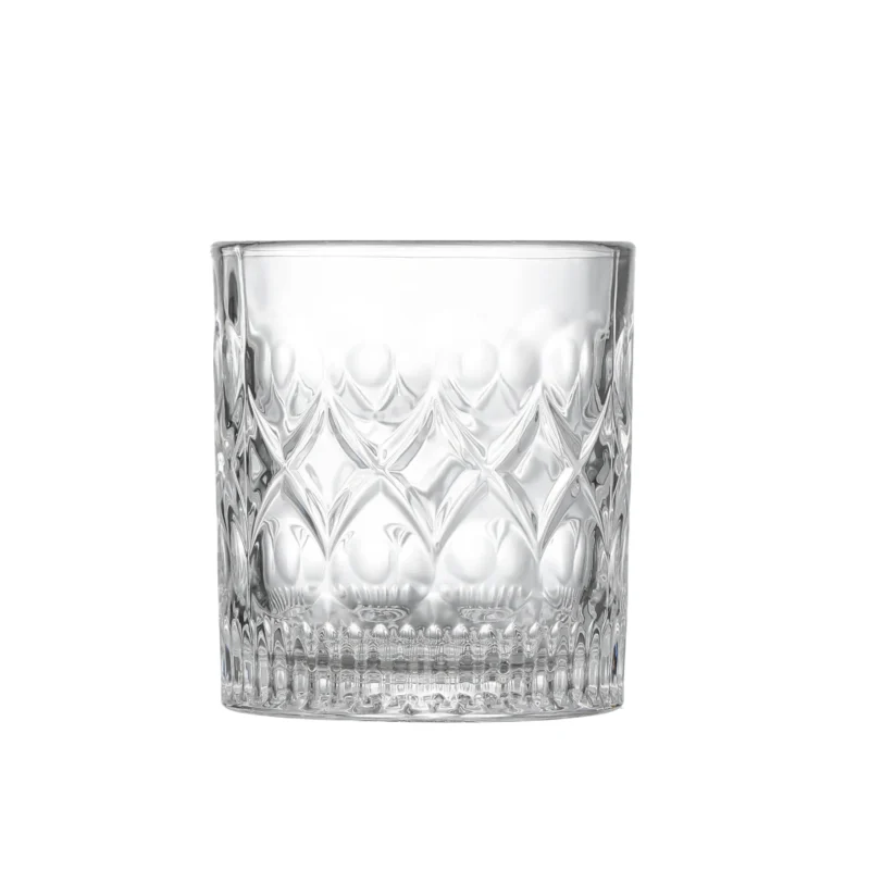 Patterned whiskey glass 300 ml on white background.