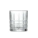 Grid pattern old fashioned whiskey glass 300 ml on white background.