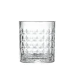 Patterned old fashioned whiskey glass 300 ml on white background.