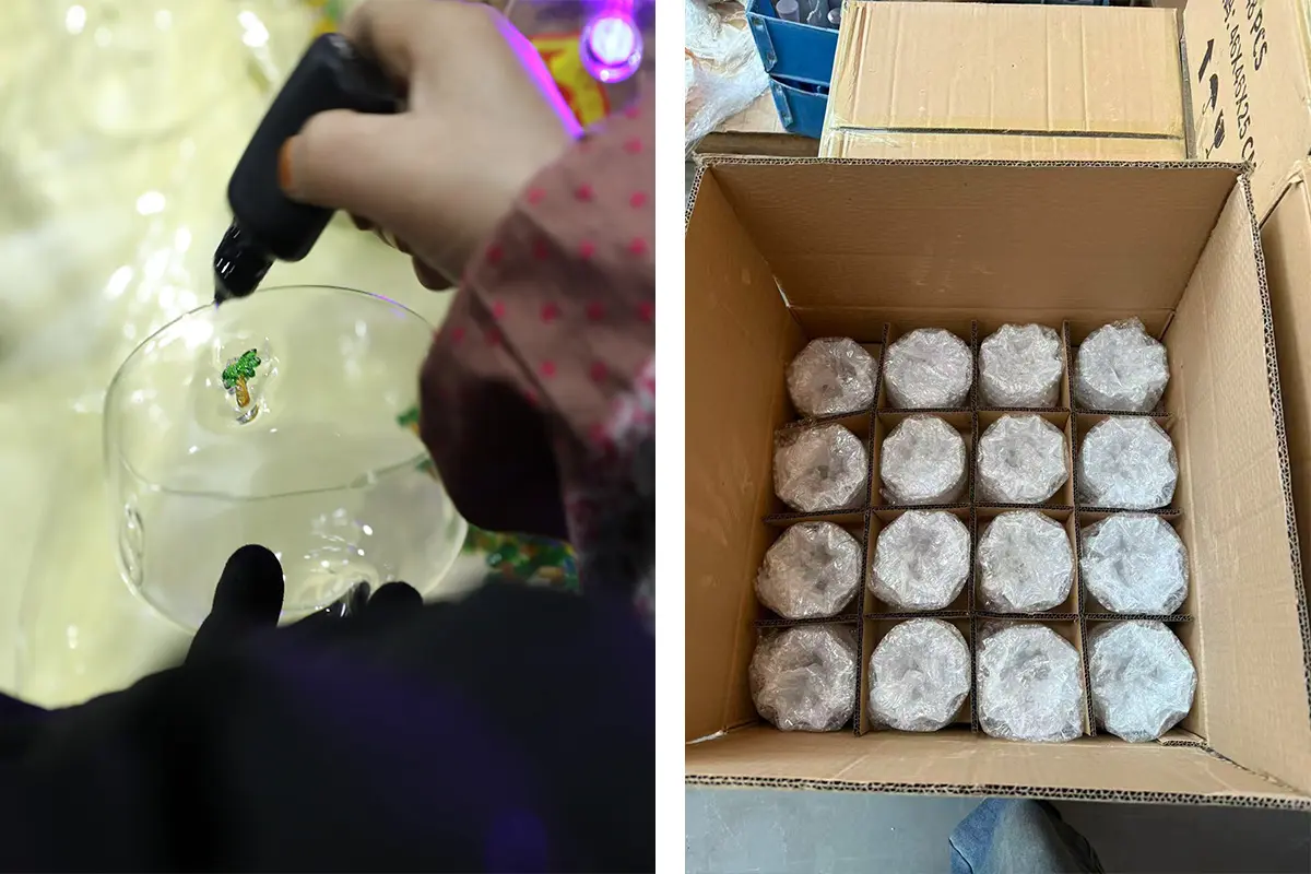 Custom glassware decoration and export carton packaging that can affect MOQ