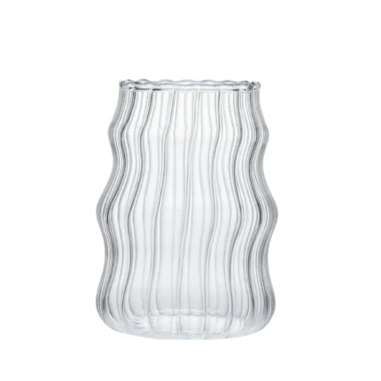 Borosilicate Ripple Glass Coffee Cup 530 ml (18 oz) on white background