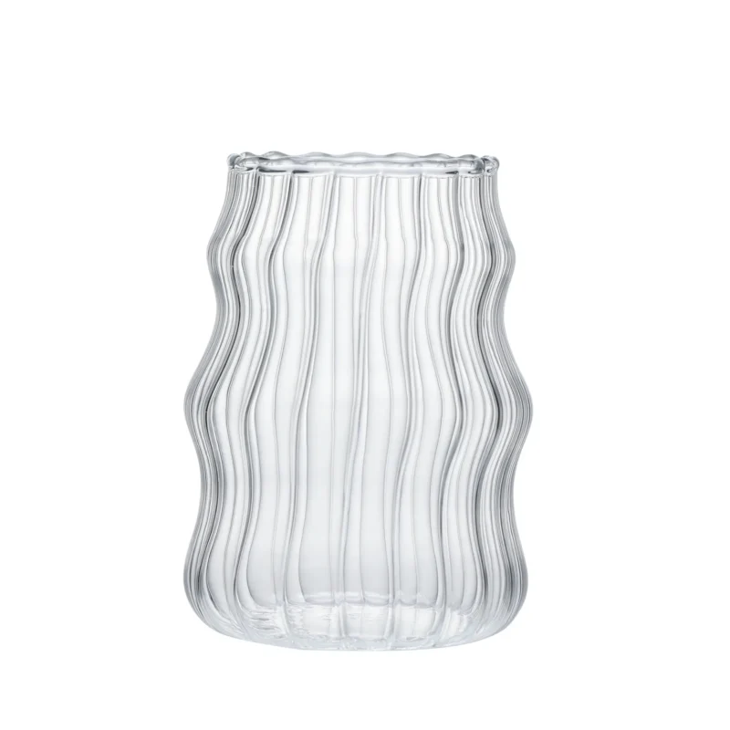 Borosilicate Ripple Glass Coffee Cup 530 ml (18 oz) on white background